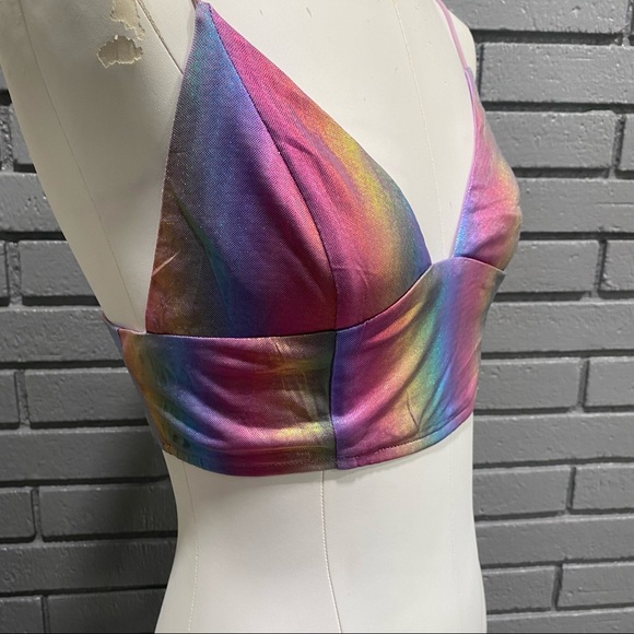 Holographic Bralette Crop Top - Picture 3 of 16